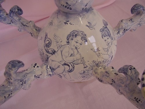 Ceramiche d-Arte di Albisola - Lampadario a cinque luci, in stile"Antico Savona"(Particolare)